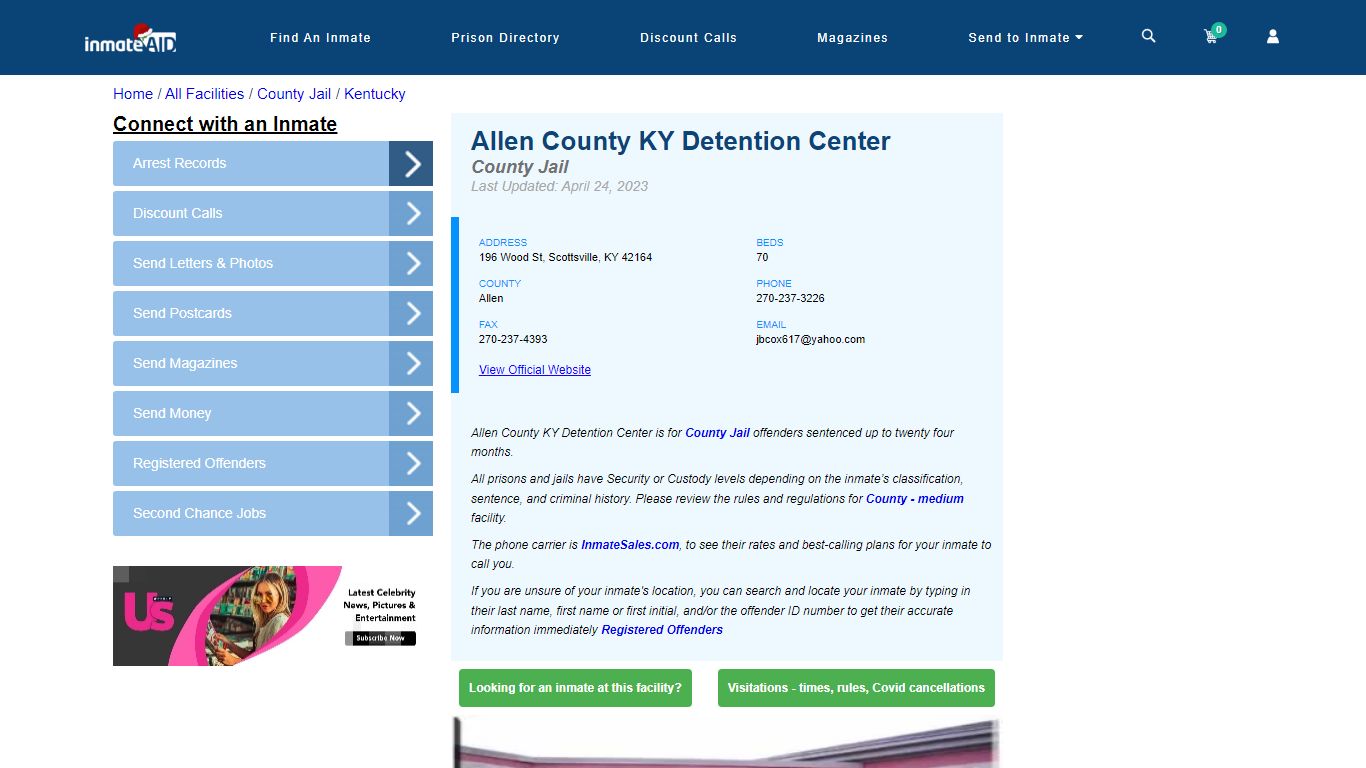 Allen County KY Detention Center - Inmate Locator - Scottsville, KY