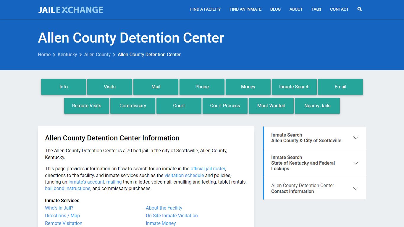 Allen County Detention Center, KY Inmate Search, Information